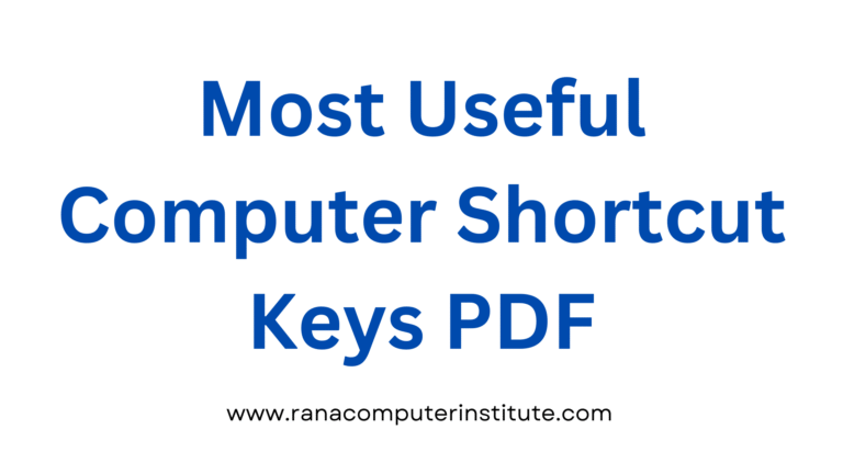 Most Useful Computer Shortcut Keys PDF