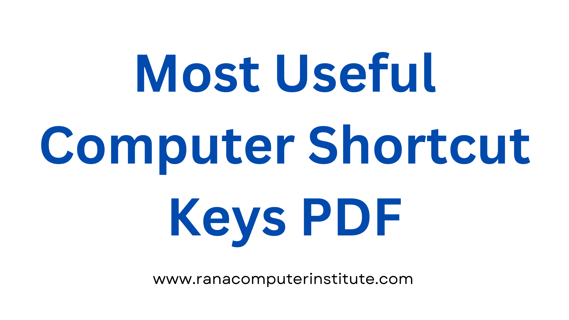Most Useful Computer Shortcut Keys PDF